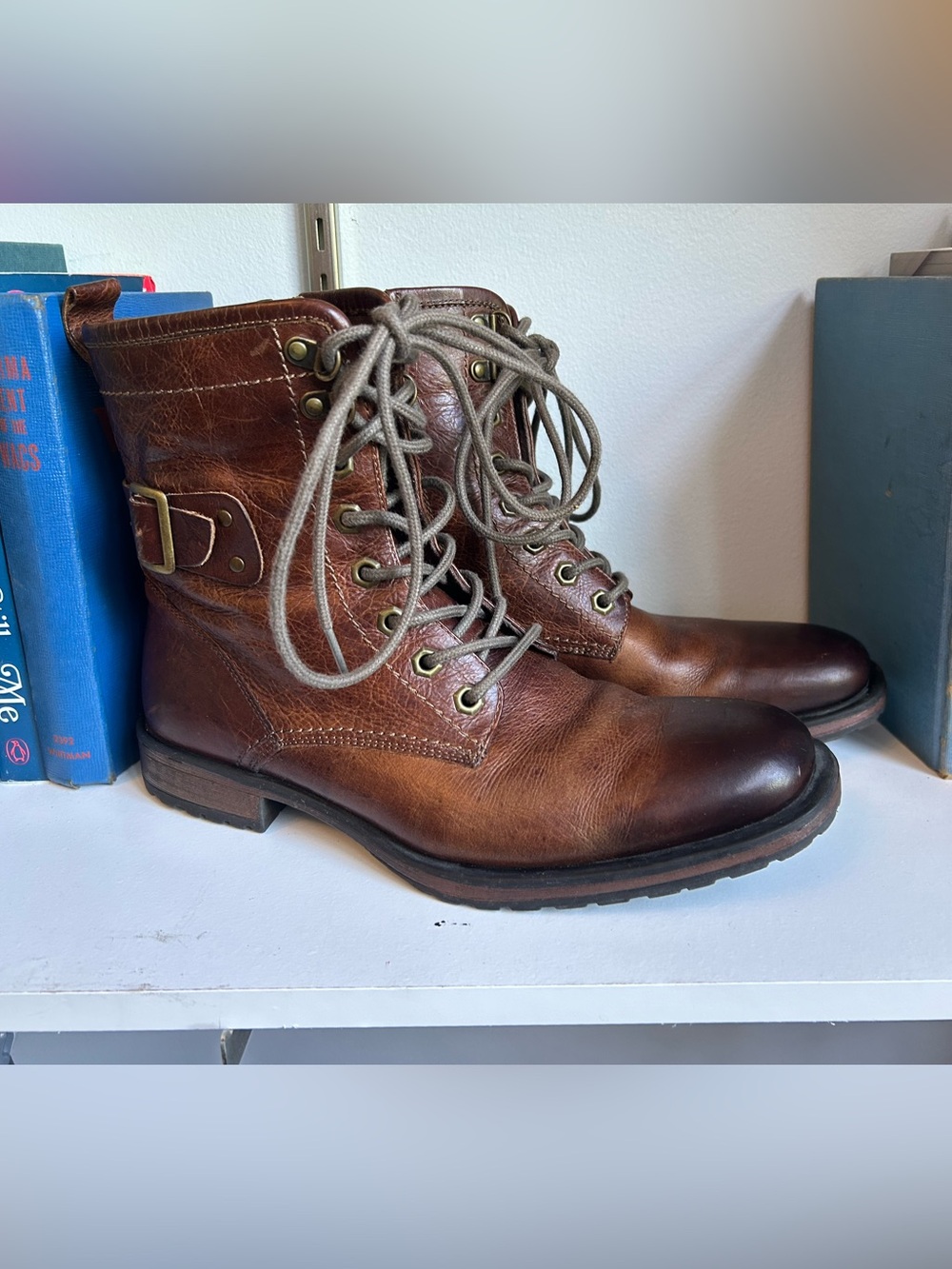 Crown Vintage Rockcastle Brown Leather Lace-Up Combat Boots